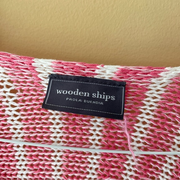 WOODEN SHIPS Paola Buendia Knitted Pink Stripe Poncho Sweater Size S/M - Picture 2 of 7